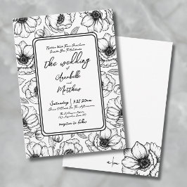 Convites Flores Desenhadas à Mão para Casamento