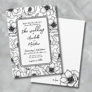 Convites Flores Desenhadas à Mão para Casamento
