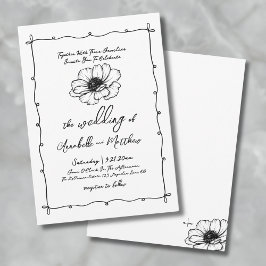 Convites Flores Desenhadas à Mão para Casamento