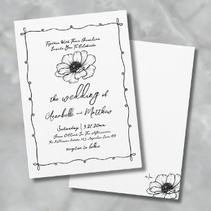 Convites Flores Desenhadas à Mão para Casamento