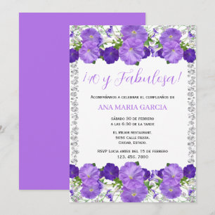 Convites Flores & Diamantes Feminino Aniversário de 40 anos