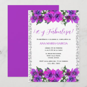 Convites Flores & Diamantes Feminino Aniversário de 40 anos