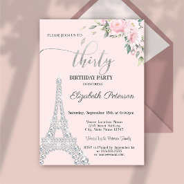Convites Flores, Diamantes Torre Eiffel 30º Aniversário