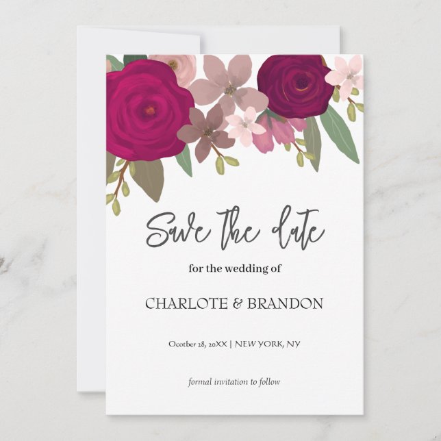 Convites Flores do Jardim da Borra Casam Salvem a Data (Frente)