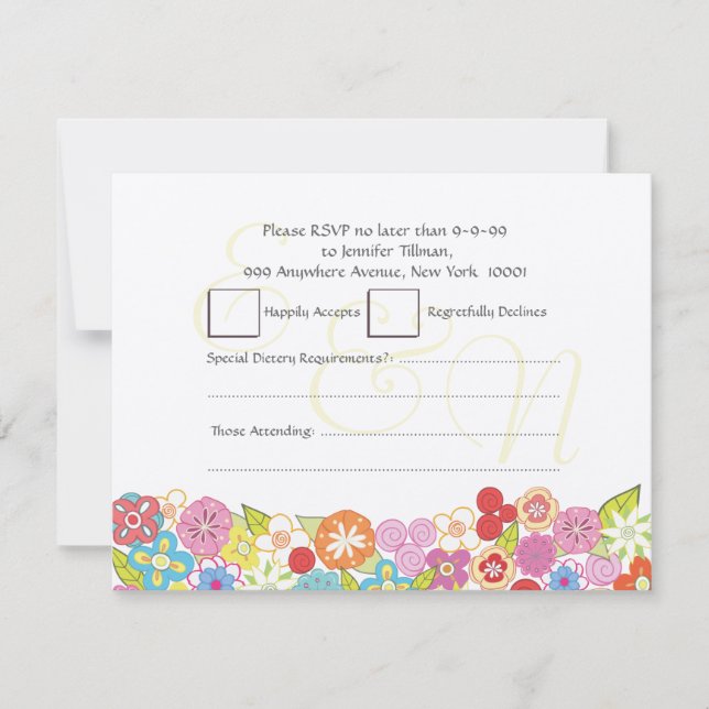 Convites Flores do primavera do verão do casamento de RSVP (Frente)