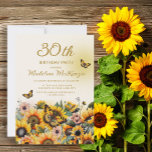 Convites Flores do Sol Borboletas Partido aniversário de 30<br><div class="desc">Girassóis elegantes e borboletas convite de festas de aniversário de 30 anos para mulheres. Entre em contato comigo para obter assistência com suas personalizações ou para solicitar outros produtos Zazzle correspondentes ou coordenadores para o seu partido.</div>