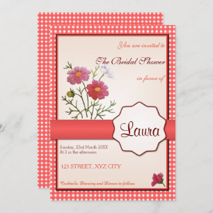 Convites Flores do vintage no chá de panela do guingão