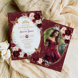 Convites Flores Douradas de Quinceañera, Borboleta Foto