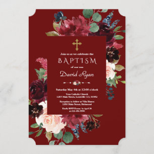 Convites Flores Douradas do Burgundy Real Flores Cruzadas