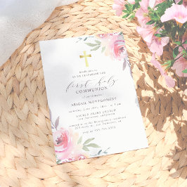 Convites Flores Douradas e pintadas Primeira Comunhão Sagra