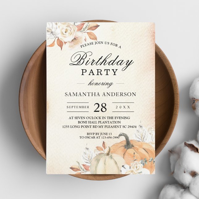 Convites Flores e Bombas Laranja Russas de Outono (Criador carregado)