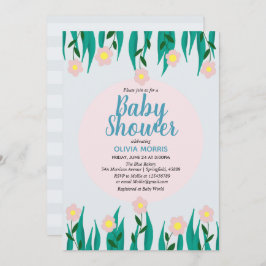 Convites Flores e Chá de fraldas de Cartoons de Porta de Me