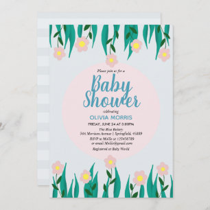 Convites Flores e Chá de fraldas de Cartoons de Porta de Me