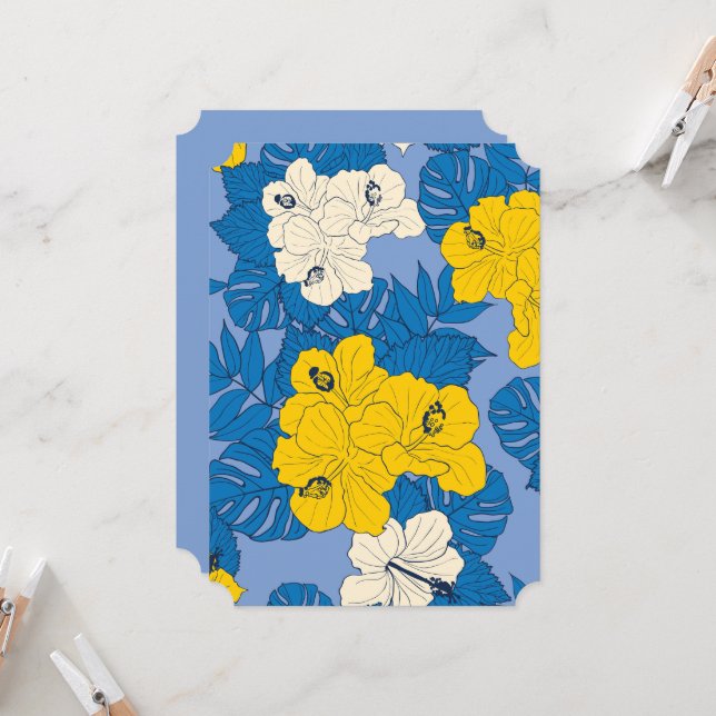 Convites Flores e folhas de hibisco (Frente/Verso In Situ)