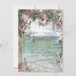 Convites Flores Elegantes Casamento no Oceano
