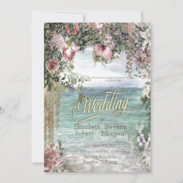 Convites Flores Elegantes Casamento no Oceano