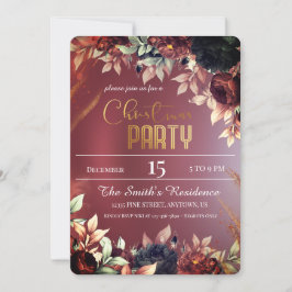 Convites Flores Elegantes de Burgund, Reinder de Natal Mági