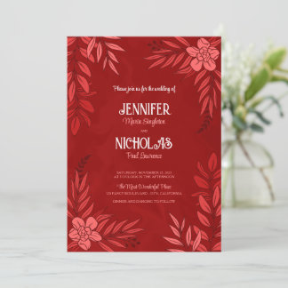 Convites Flores Elegantes E Folhas De Ornamento Para Casame