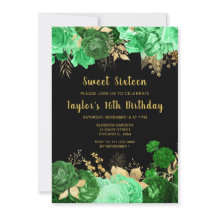 Flores Elegantes Verdes e Douradas Sweet Sixteen