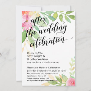 Convites Flores em Aquarela Após a Celebração do Casamento
