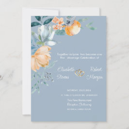 Convites Flores em Aquarela Casamento Azul Empoeirado