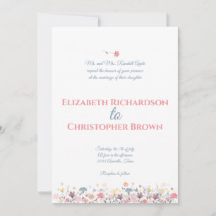 Convites Flores em Aquarela Casamento Organizado pelos Pais