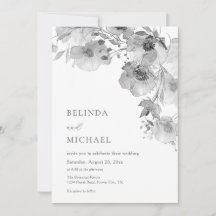 Flores em Aquarela Preto e Branco para Casamento C