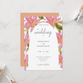 Convites Flores em Aquarela Rosa Pastel Boho