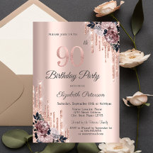 Flores em Dourado Rosa com Brilho 90º Aniversário