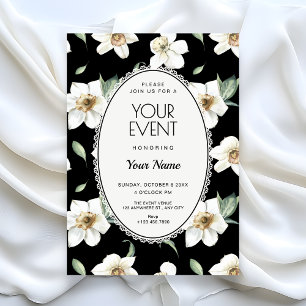 Convites Flores em preto e branco