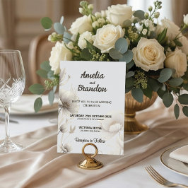 Convites Flores Esboço Ouro Moderno | Casamento Branco