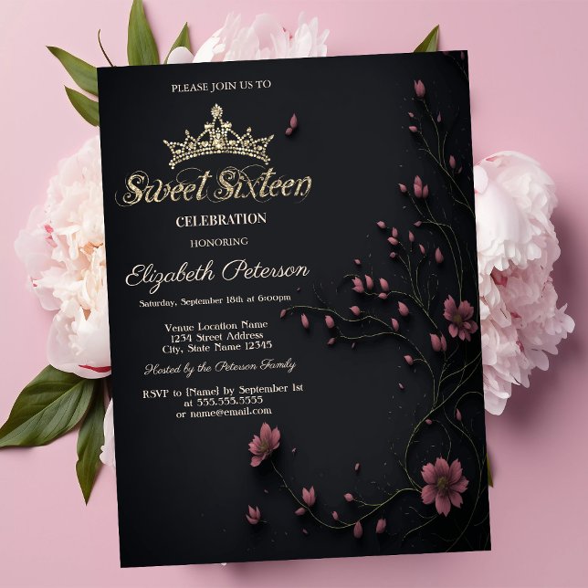 Convites Flores Escuras Dark Gothic Doce 16 (Criador carregado)