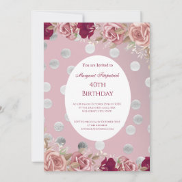 Convites Flores Festa de aniversário de Rosas Brancas Verme