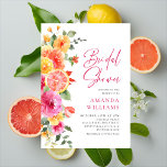 Convites Flores Festivas Brilhantes Chá de panela de Citros<br><div class="desc">Para mais personalização,  clique em "Personalizar este modelo" e,  em seguida,  em "Editar usando a Ferramenta Design". Na moda fácil de usar modelos de casamento,  mais itens disponíveis na loja (convites,  rsvp,  cartas de agradecimento,  papelaria e decoração). Se precisar de ajuda ou itens correspondentes,  entre em contato comigo.</div>