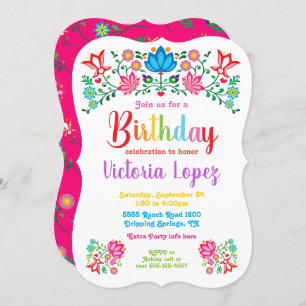 Convites Flores folclóricas de Festa de aniversário Fiesta