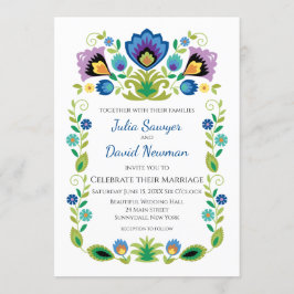 Convites Flores Folclóricas Polonesas Lavanda Azul