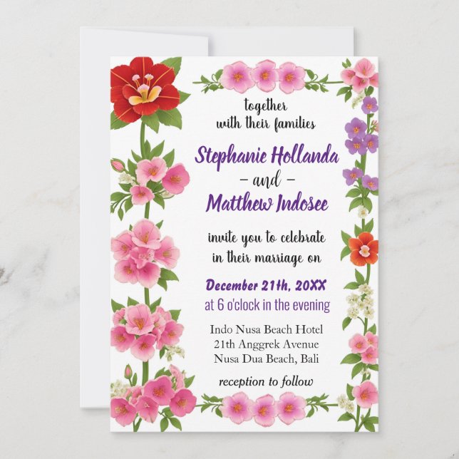 Convites Flores Foxglove no Domínio do Amor e da Unidade - (Frente)