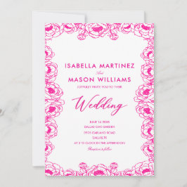 Convites flores francesas rosa minimal clássico casamento