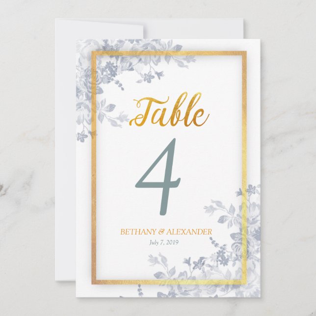 Convites Flores Glam Moldura Dourada Caligrafia Número da M (Frente)