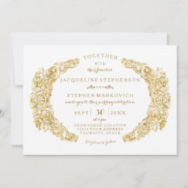 Convites Flores Gravadas Acanthus Leaf n Flourish Dourado