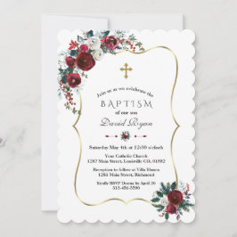 Convites Flores Invernos Elegantes Pinheiros Batismo