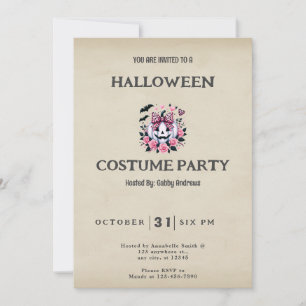 Convites Flores Lanternas Brancas Jack-O Vintage Halloween