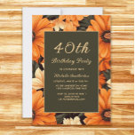 Convites Flores Laranja De Qualquer Idade aniversário de 40<br><div class="desc">convite de festas aniversário de 40 anos decorado com flores cor de laranja e creme sobre fundo castanho. Esses convites podem ser personalizados para qualquer um de qualquer idade. Entre em contato comigo para obter assistência com suas personalizações ou para solicitar outros produtos Zazzle correspondentes ou coordenadores para sua celebração....</div>