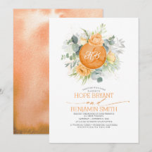 Flores Laranja e Casamento Eucalyptus Greenery