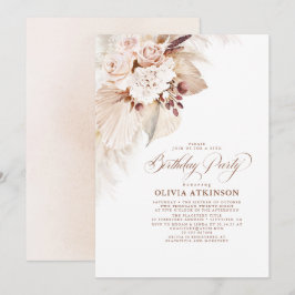 Convites Flores leves e Pampas Grass Boho Aniversário