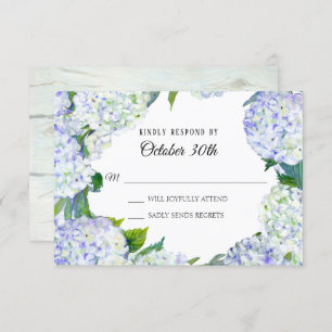 Convites Flores Lilac White Hydrangea w Wood RSVP Casamento