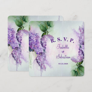 Convites Flores Lilás Elegantes Casamento RSVP