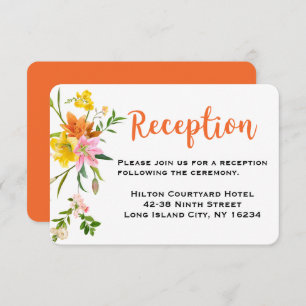 Convites Flores Lilosas Rosa, Recepção de casamento Laranja