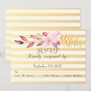 Convites Flores Listradas Chic Modernas RSVP