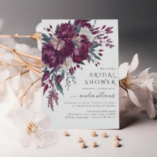 Convites Flores Love in Bloom Burgundy Creme Chá de Noiva